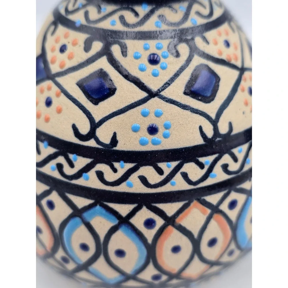 Servin Mexico Ceramic candle holder Blue Hand Painted Pottery Vintage 4in Excell